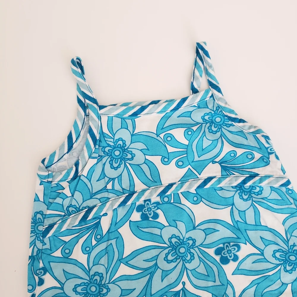 Hanna Andersson 100 / 4 Toddler Girl Blue Floral Patterned Retro Sun Dress